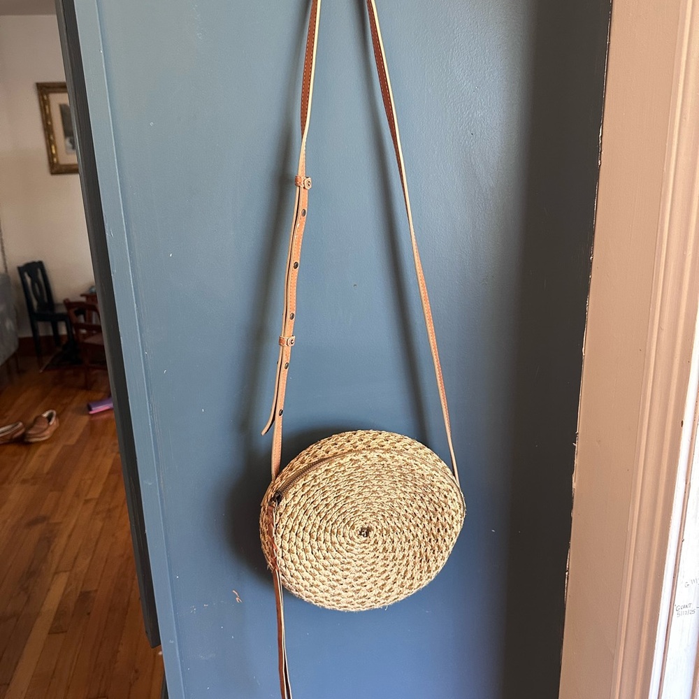 Eric Javits Woven Crossbody Bag with Tan Strap